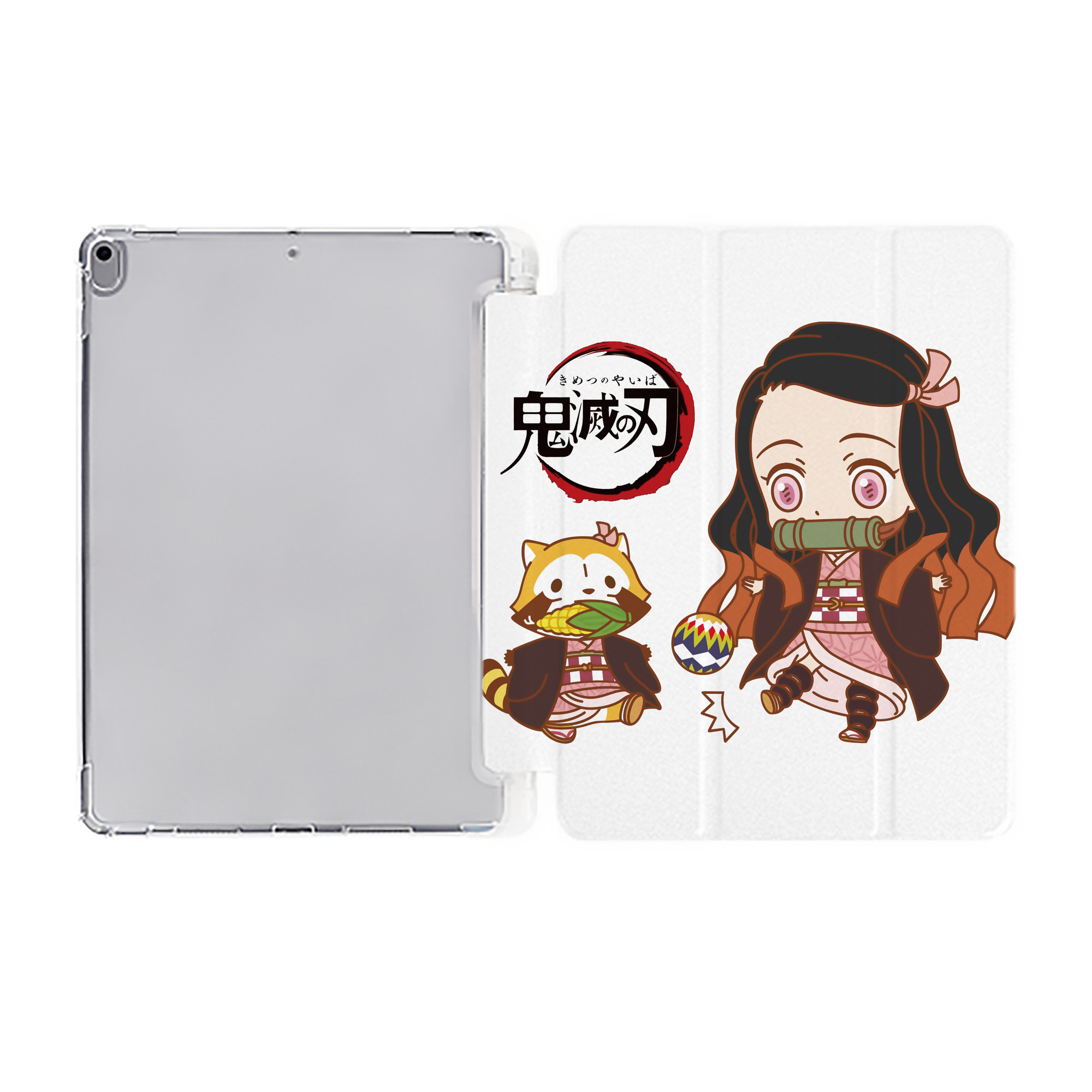 （画像用） 鬼滅の刃（きめつのやいば）竈門 禰󠄀豆子／かまど ねずこ Kamado Nezuko IPad ケース ペン収納付き 三つ折りスタンド PUレザー×シリコン 対応機種9.5/10.5/10.9インチ